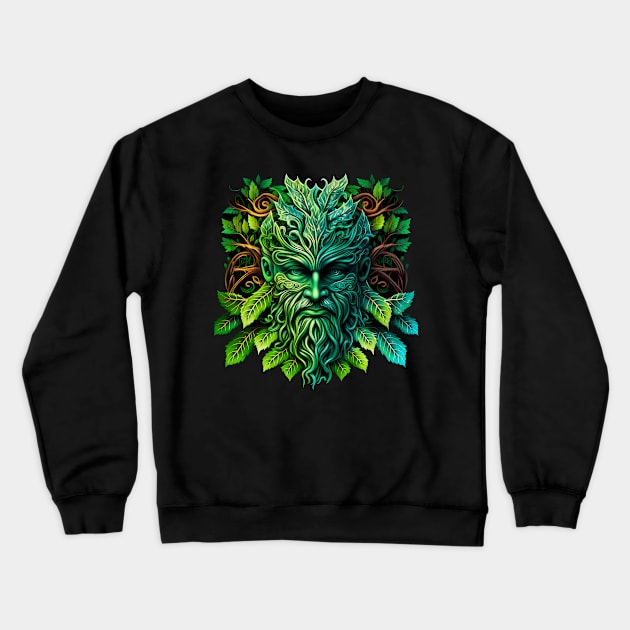 Jack Of The Wood Traditional Pagan Celtic Greenman Crewneck Sweatshirt by Tshirt Samurai